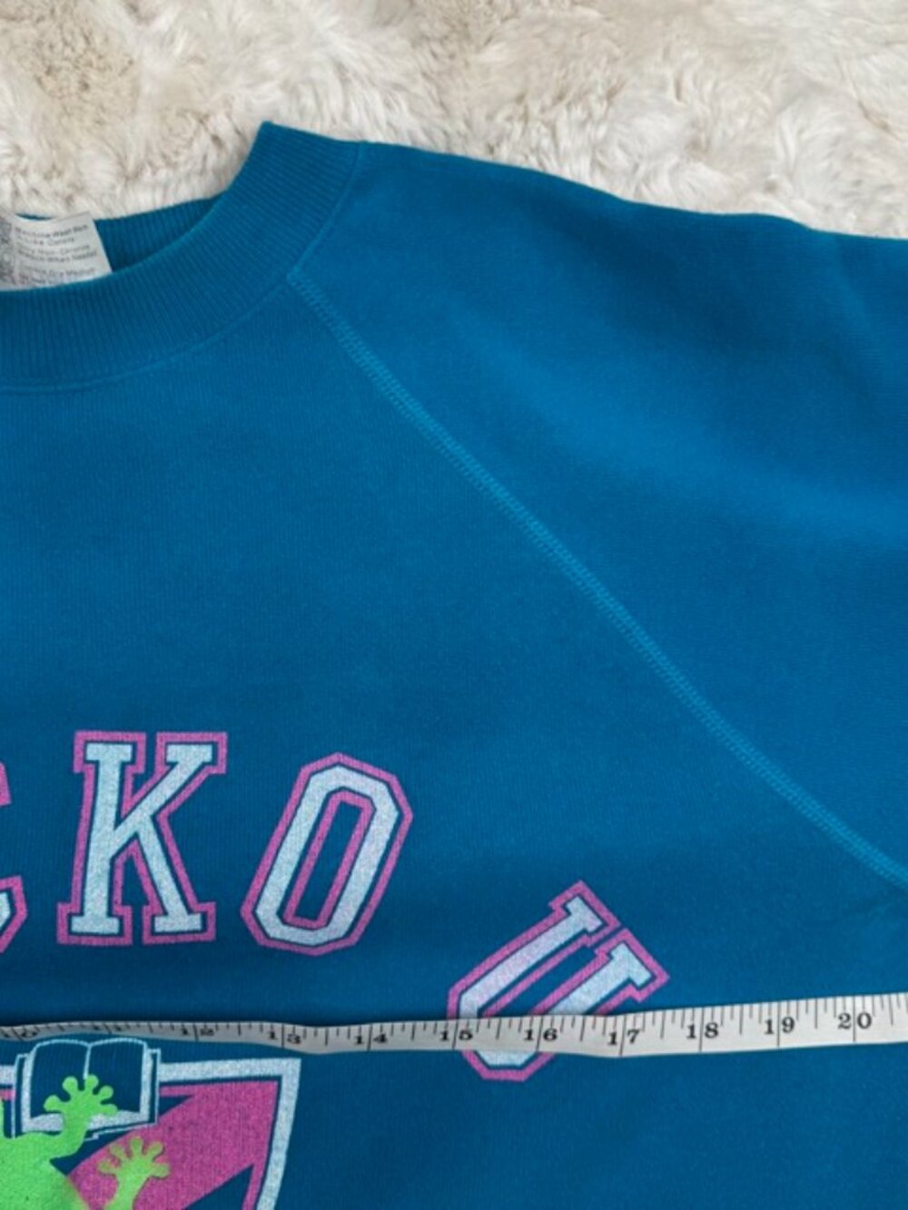Vintage Gecko Hawaii U Pullover Sweatshirt USA M 38" Blue Long Sleeve 80s - Picture 7 of 10